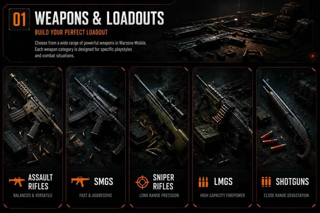 weapons in warzone mobile 